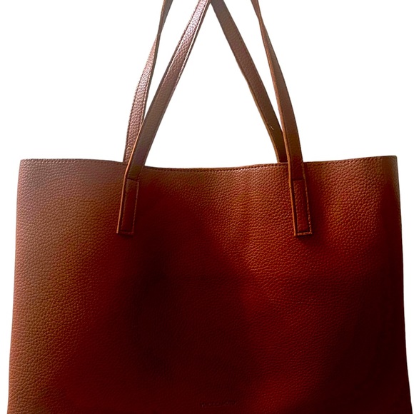 Vince Camuto Brown Black Faux Leather Striped Luck Tote Handbag - Picture 3 of 4